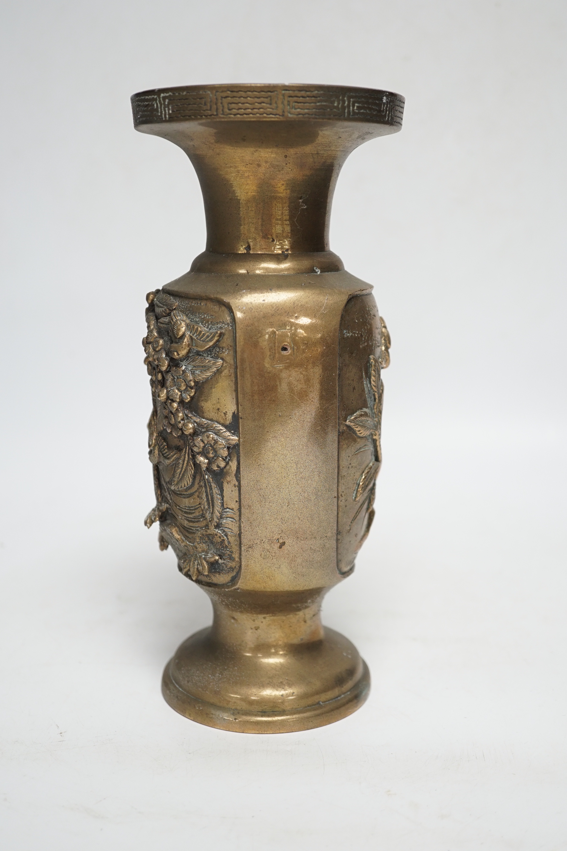 A Japanese cast bronze vase, 23.5cm